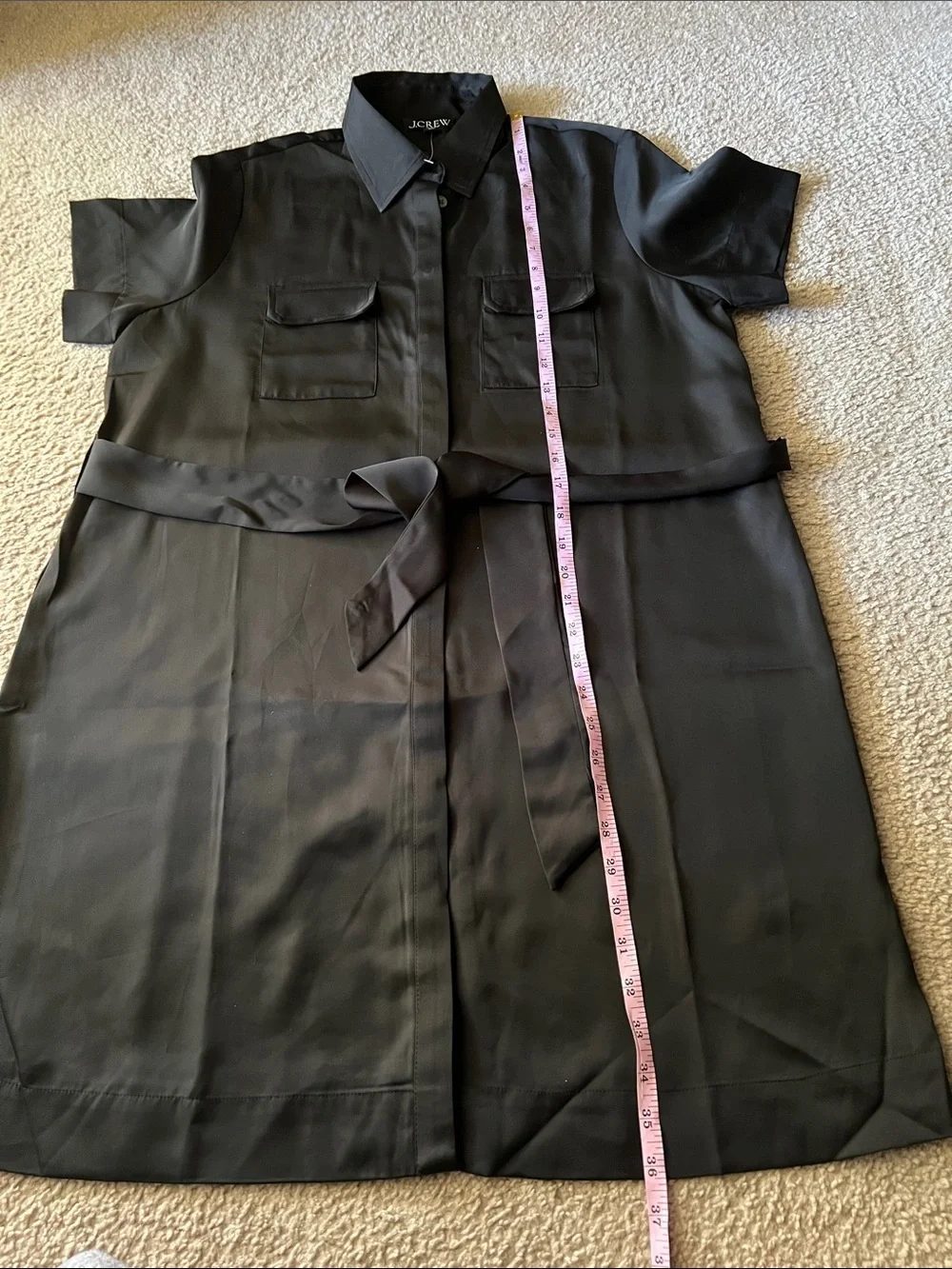 J. Crew Black Mini Satin Short-Dress Sz 8 NWOT